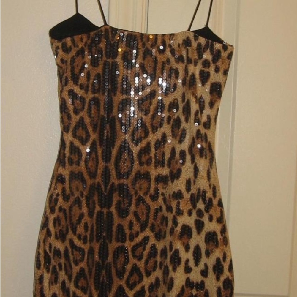 Leopard Print Sequin Dress - Picture 2 of 4